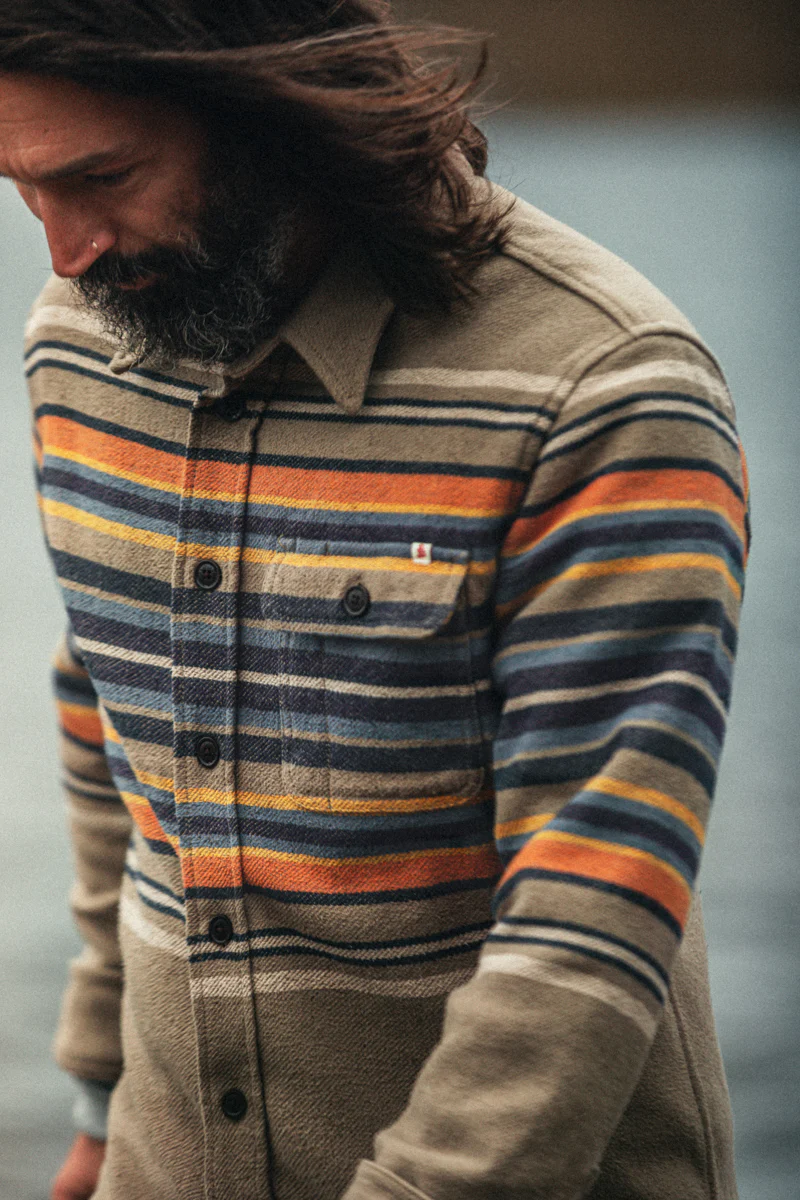 Bedrock Blanket Stripe Shirt Fawn/Orange Stripe - Image 2