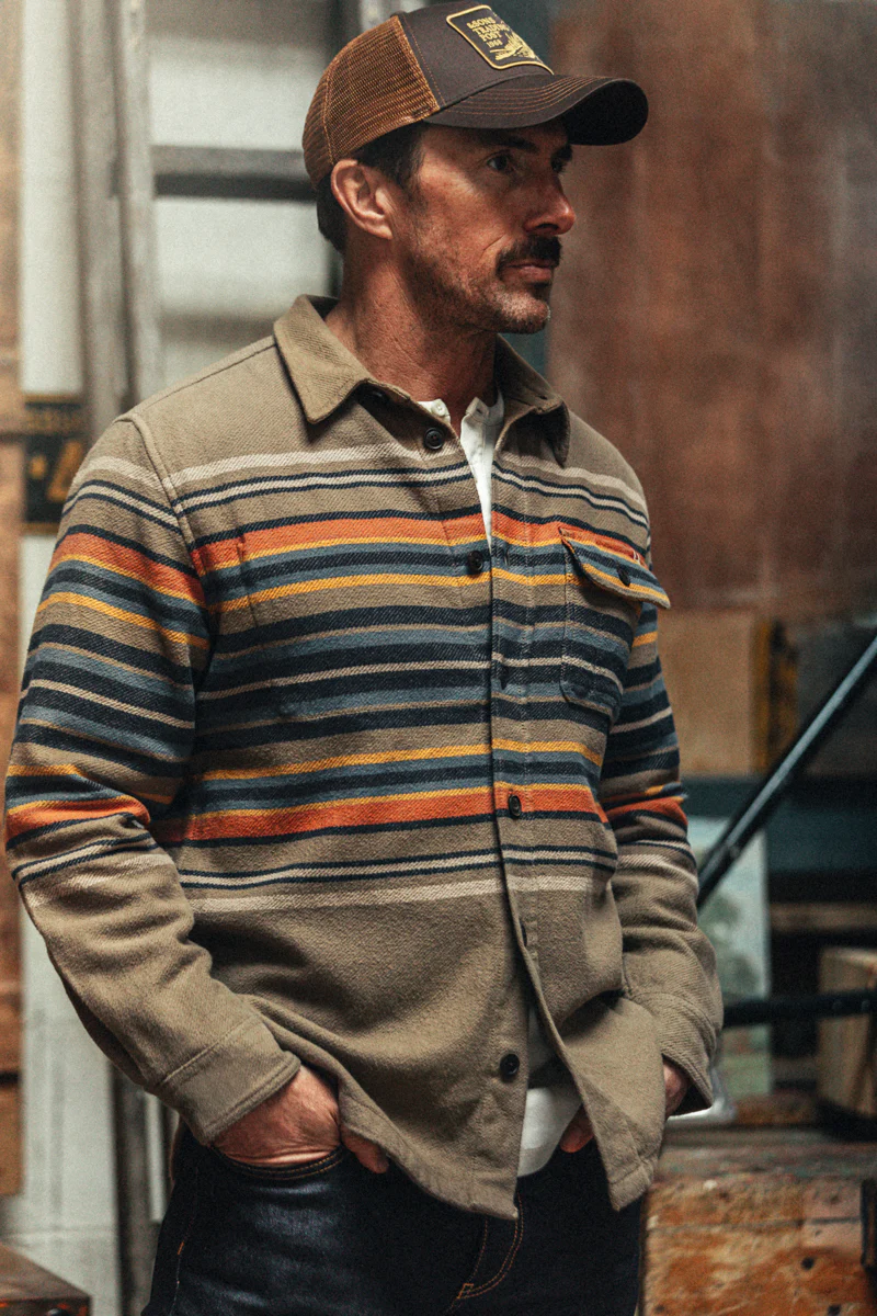 Bedrock Blanket Stripe Shirt Fawn/Orange Stripe - Image 4