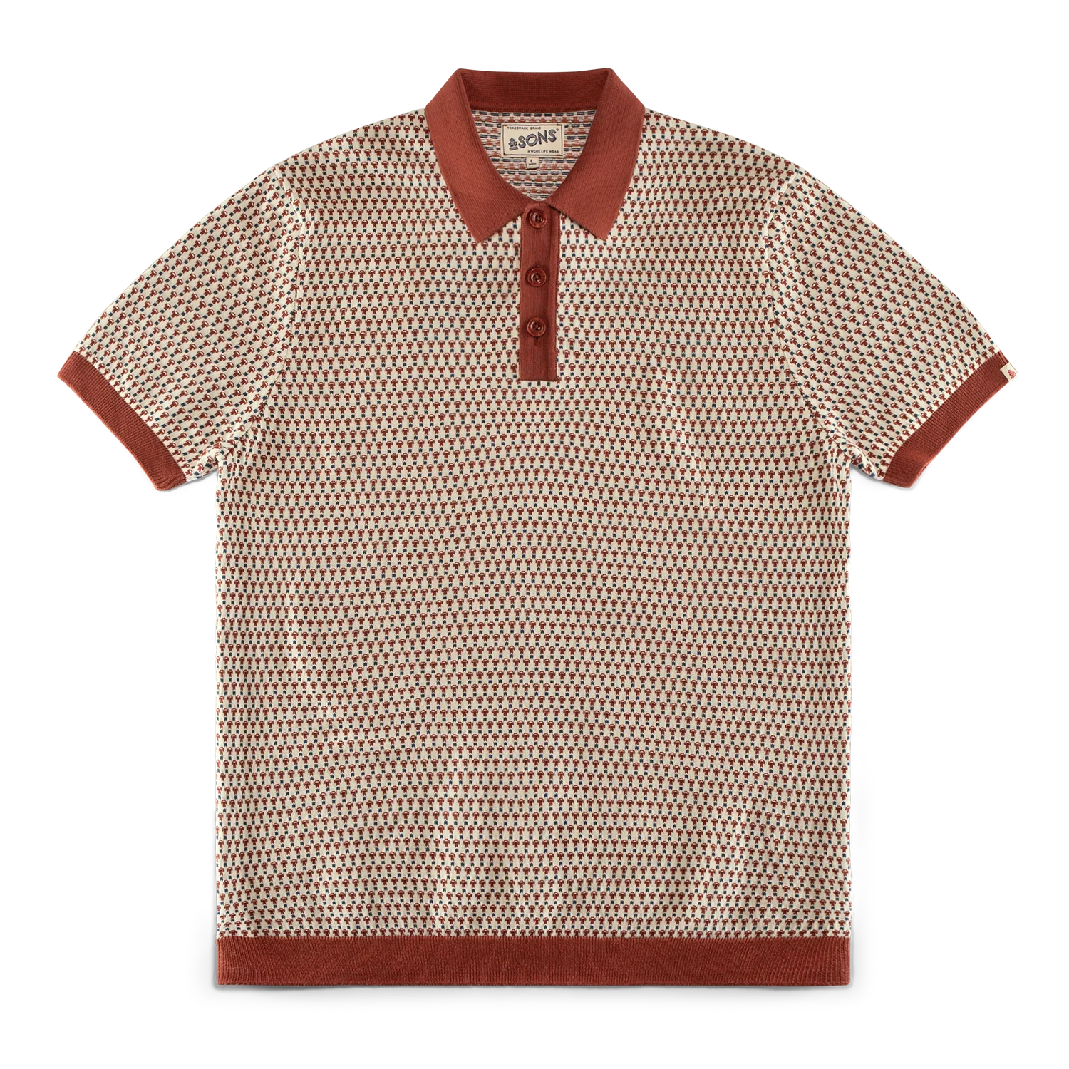 Belmont Knitted Polo Off White / Auburn - Image 6