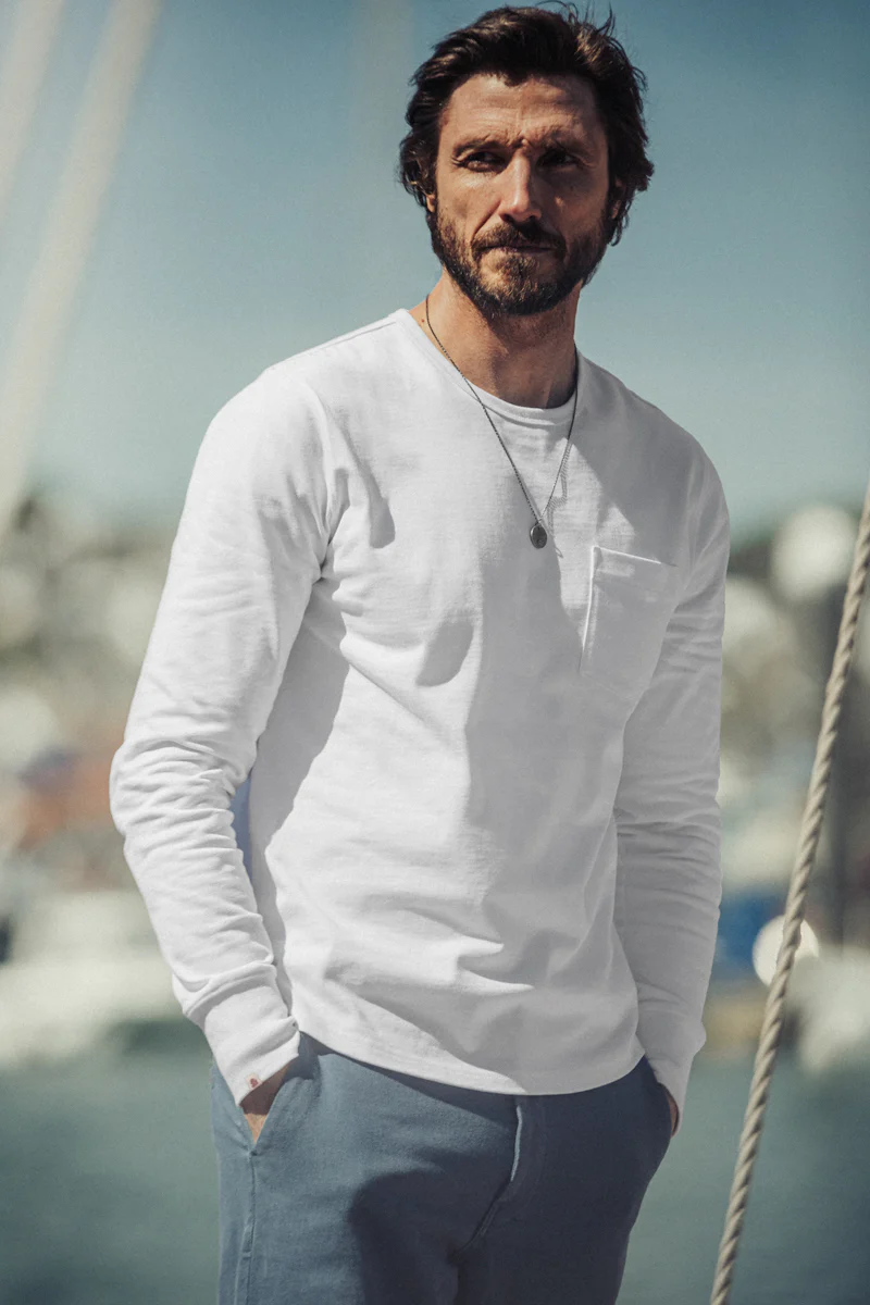 Boxer Pocket Long Sleeve T-Shirt White - Image 3