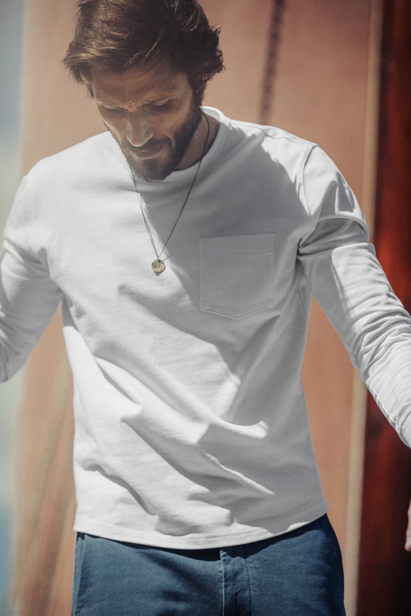 Boxer Pocket Long Sleeve T-Shirt White - Image 5