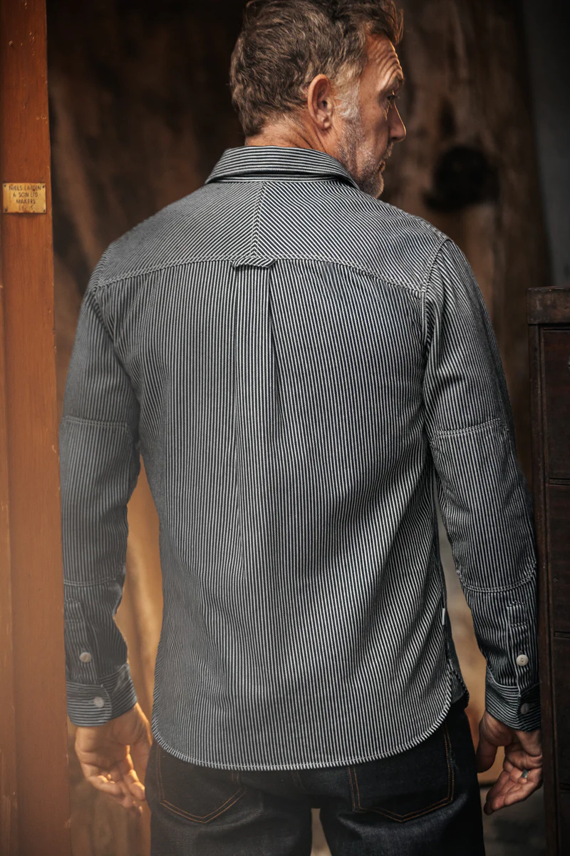 Brady Hickory Stripe Shirt Indigo - Image 3