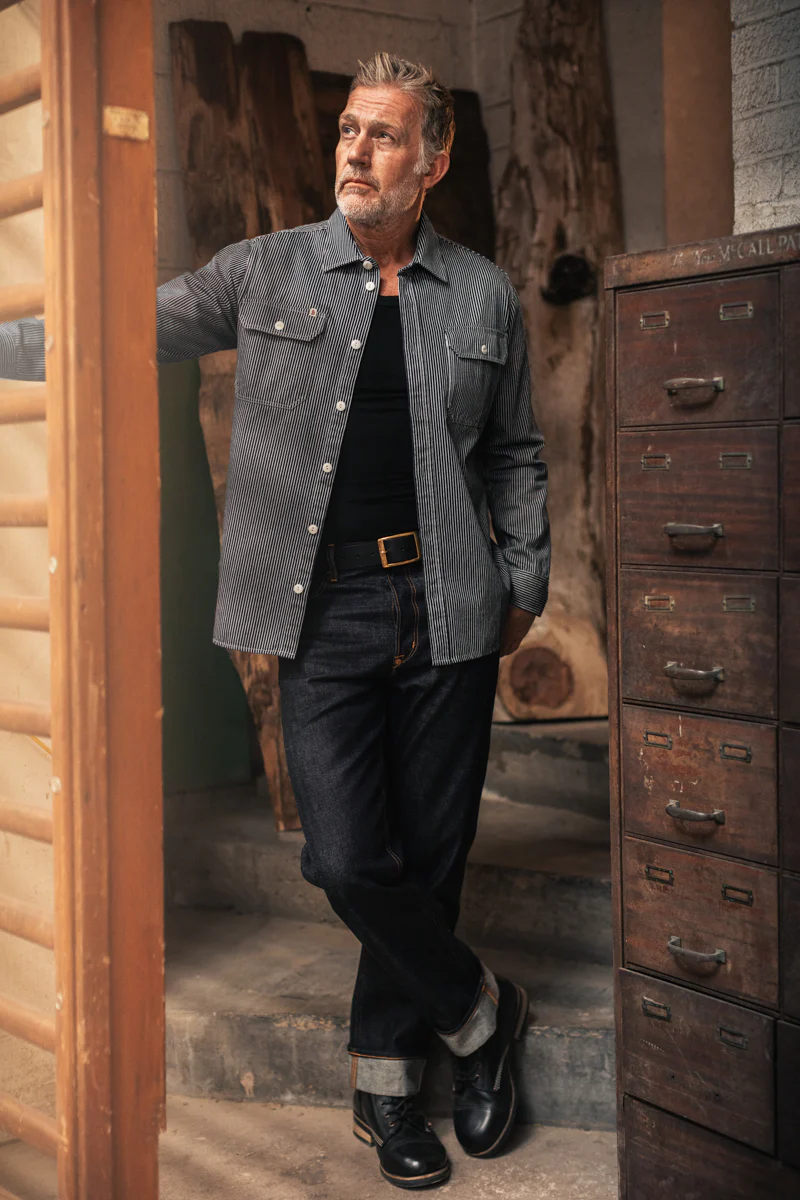 Brady Hickory Stripe Shirt Indigo - Image 7