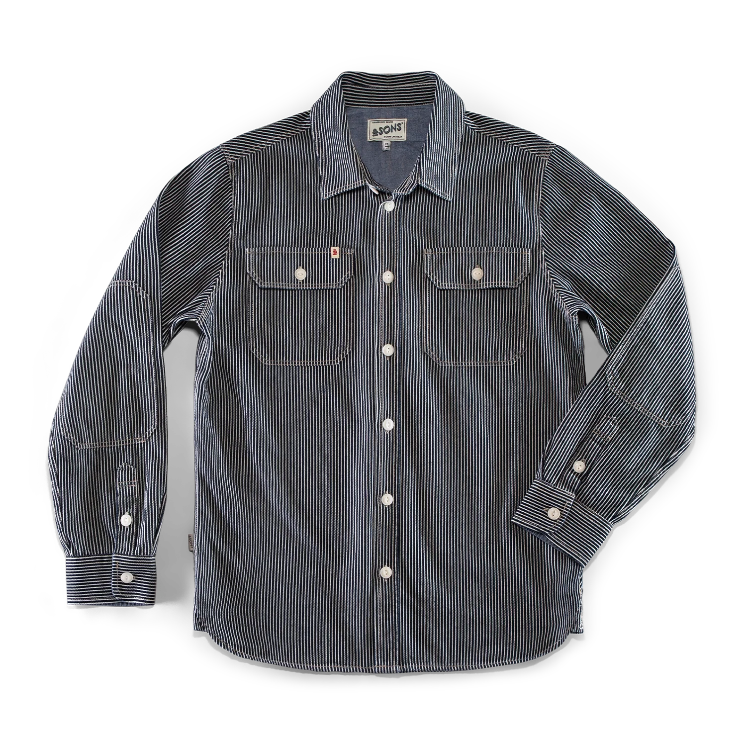 Brady Hickory Stripe Shirt Indigo - Image 8
