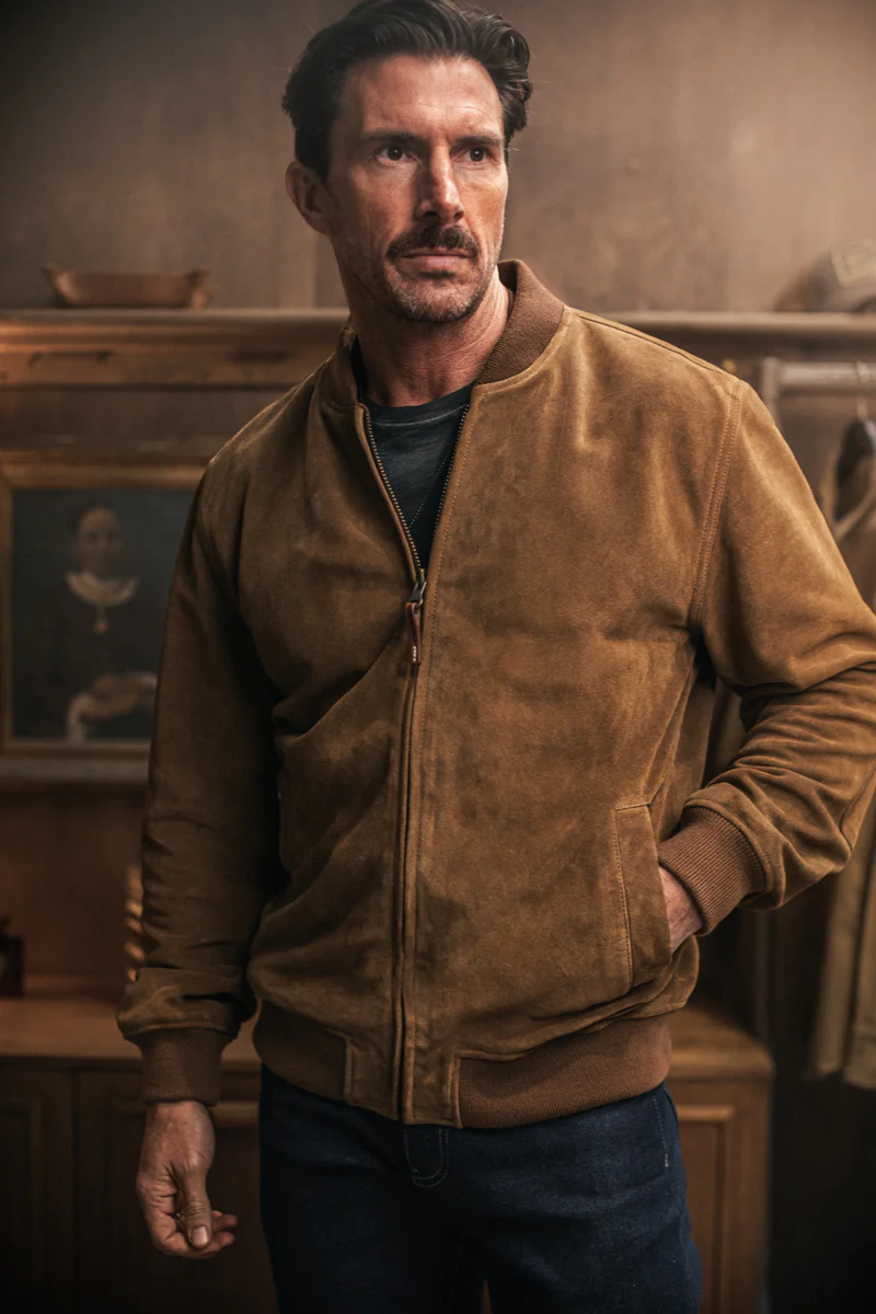 Buck Ridge Suede Bomber Tan - Image 4