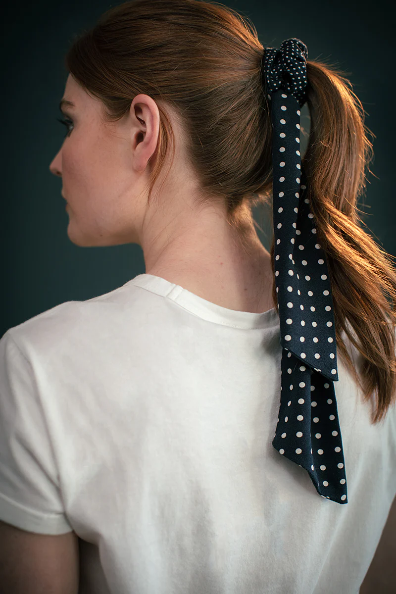 Damsons Landgirl Midnight Dot Headscarf Black - Image 3