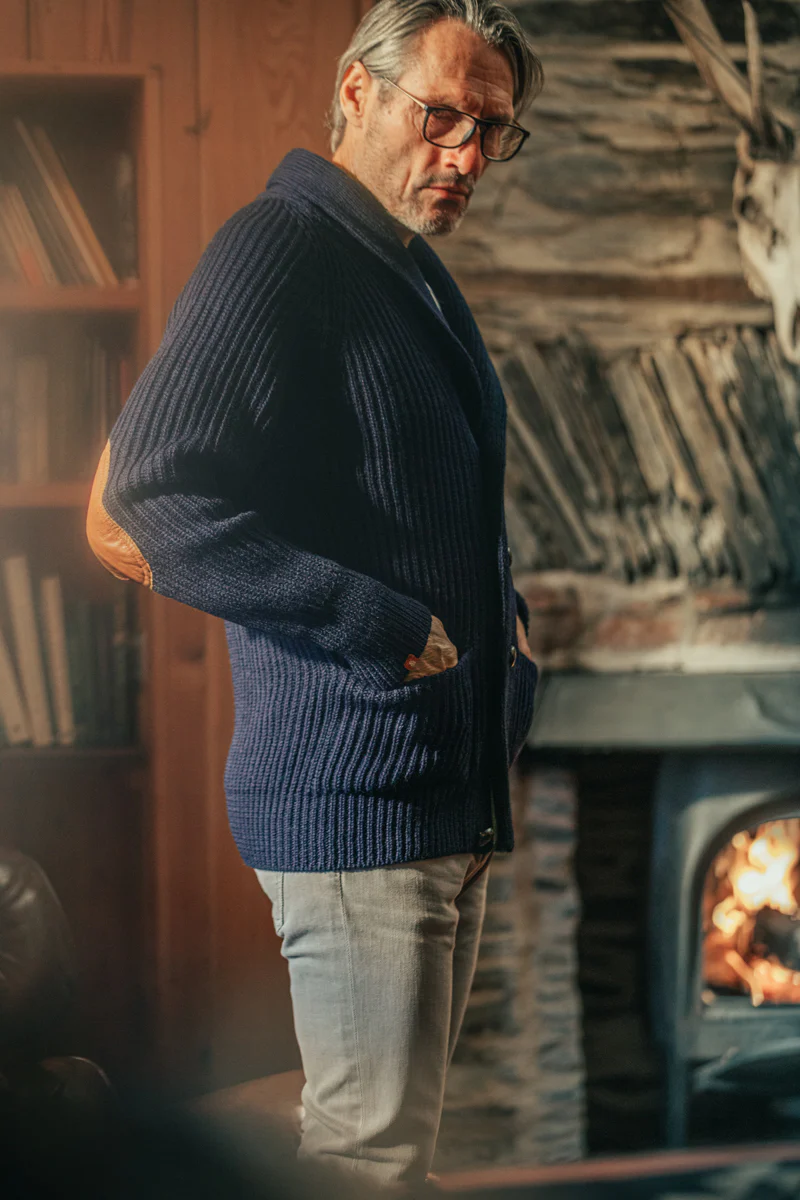 Pioneer British Wool Cardigan Navy - Image 3
