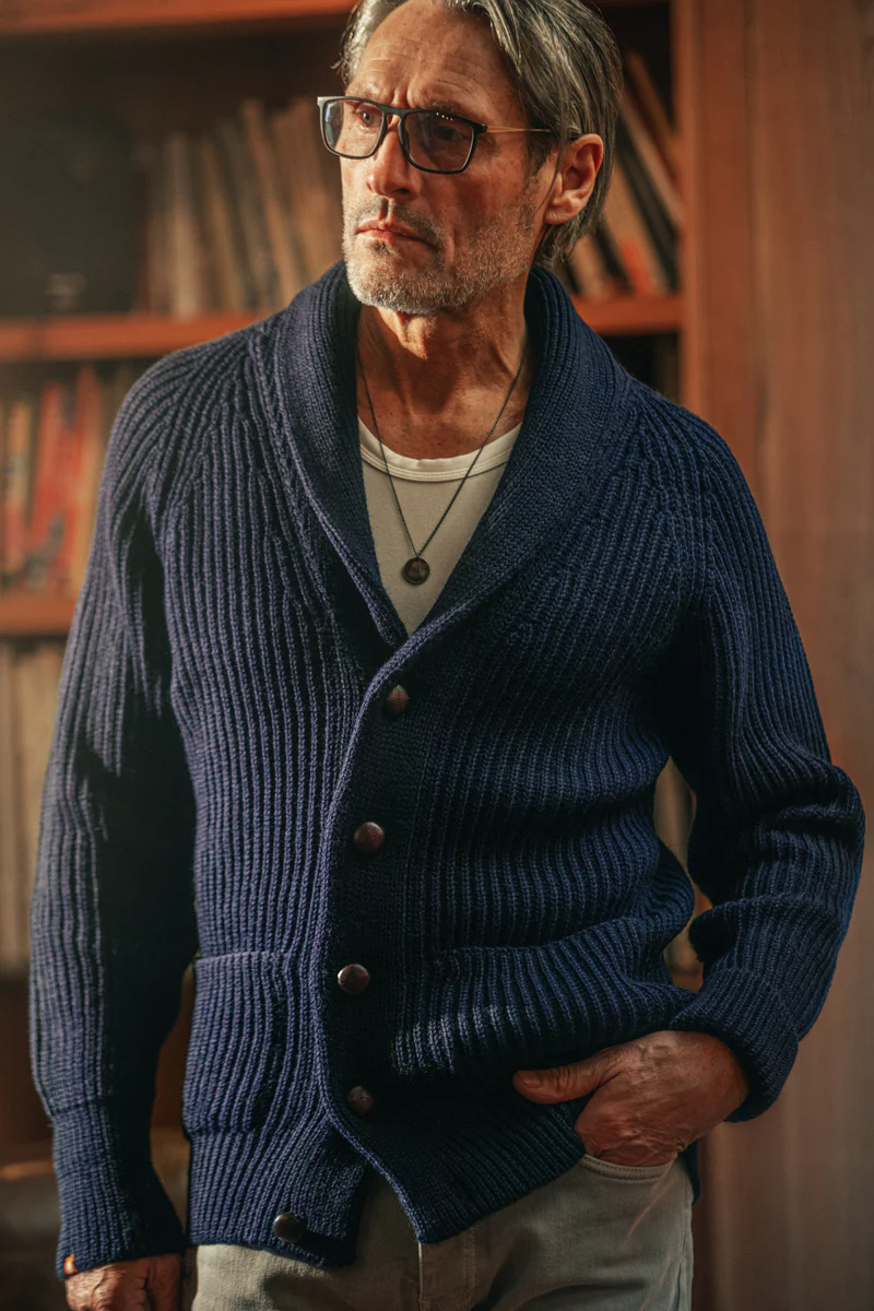 Pioneer British Wool Cardigan Navy - Image 4