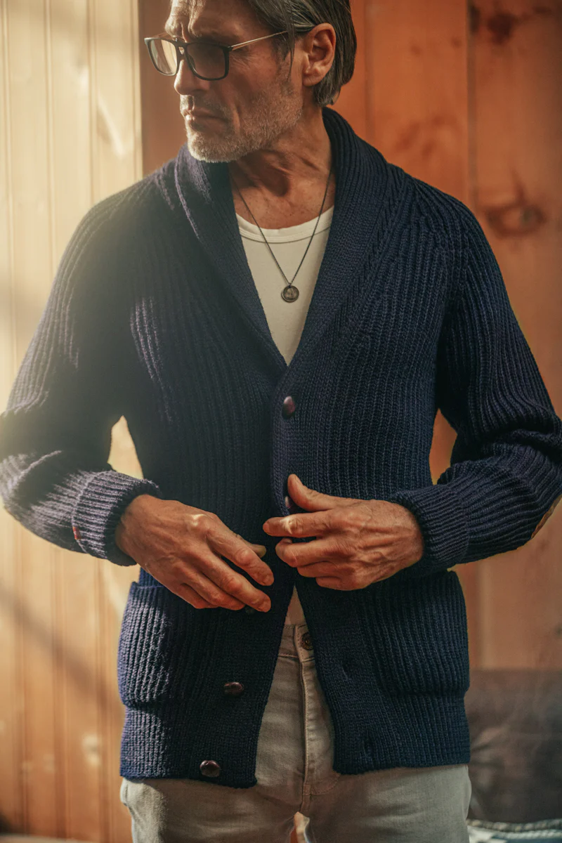 Pioneer British Wool Cardigan Navy - Image 6