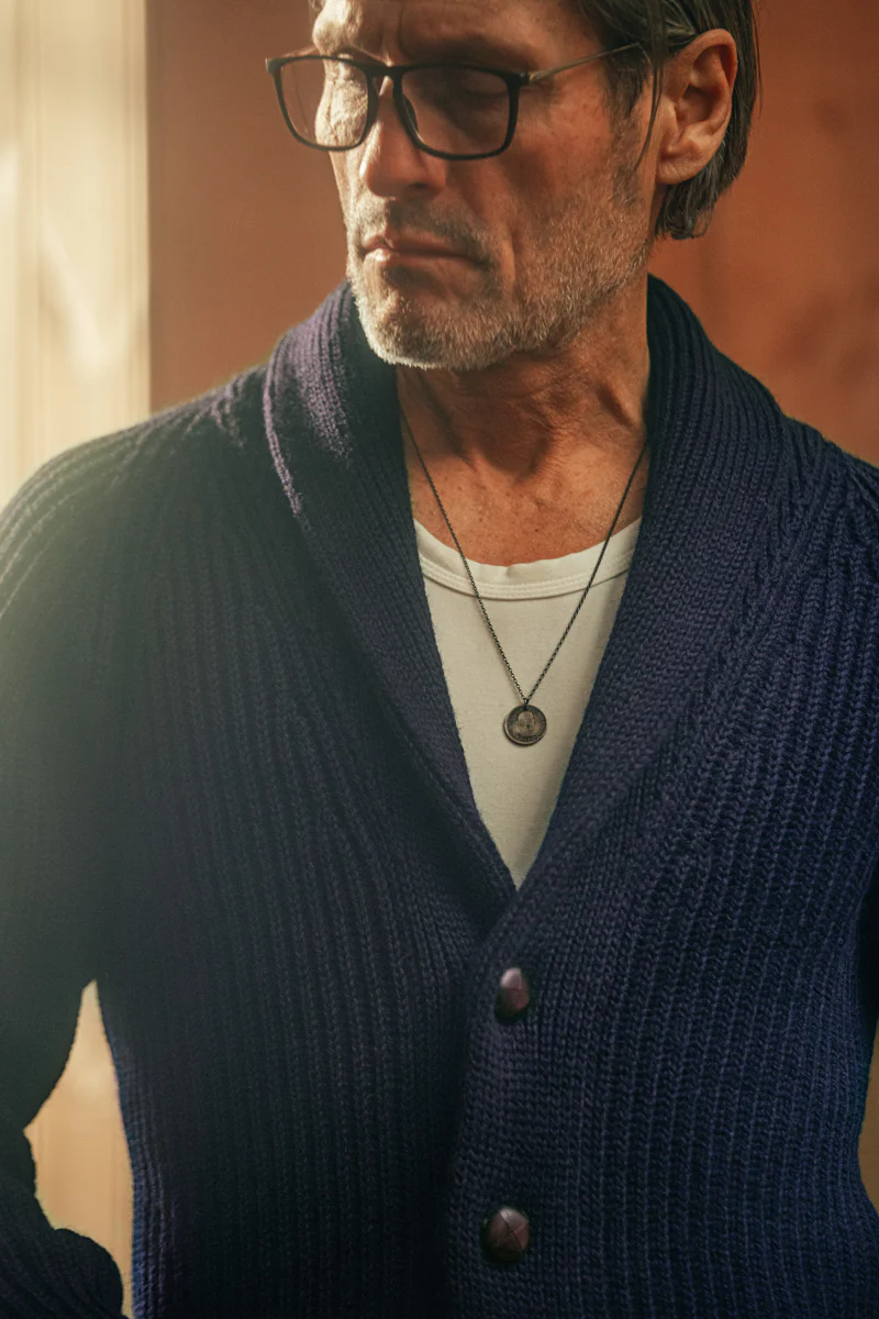 Pioneer British Wool Cardigan Navy - Image 7