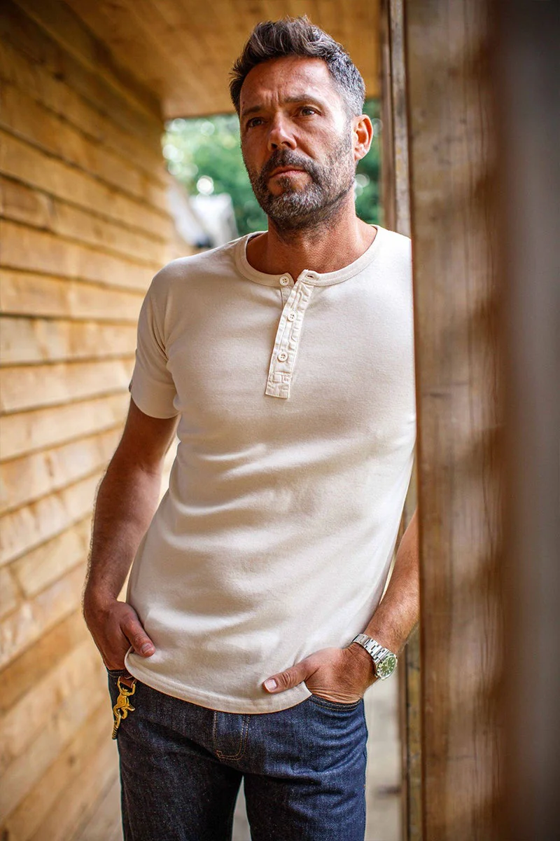 The New Elder Henley Short Sleeve Shirt Raw - Image 4