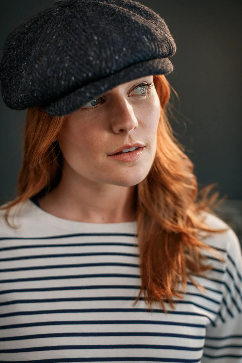 Damsons Tweed Bakerball Cap Black - Image 2