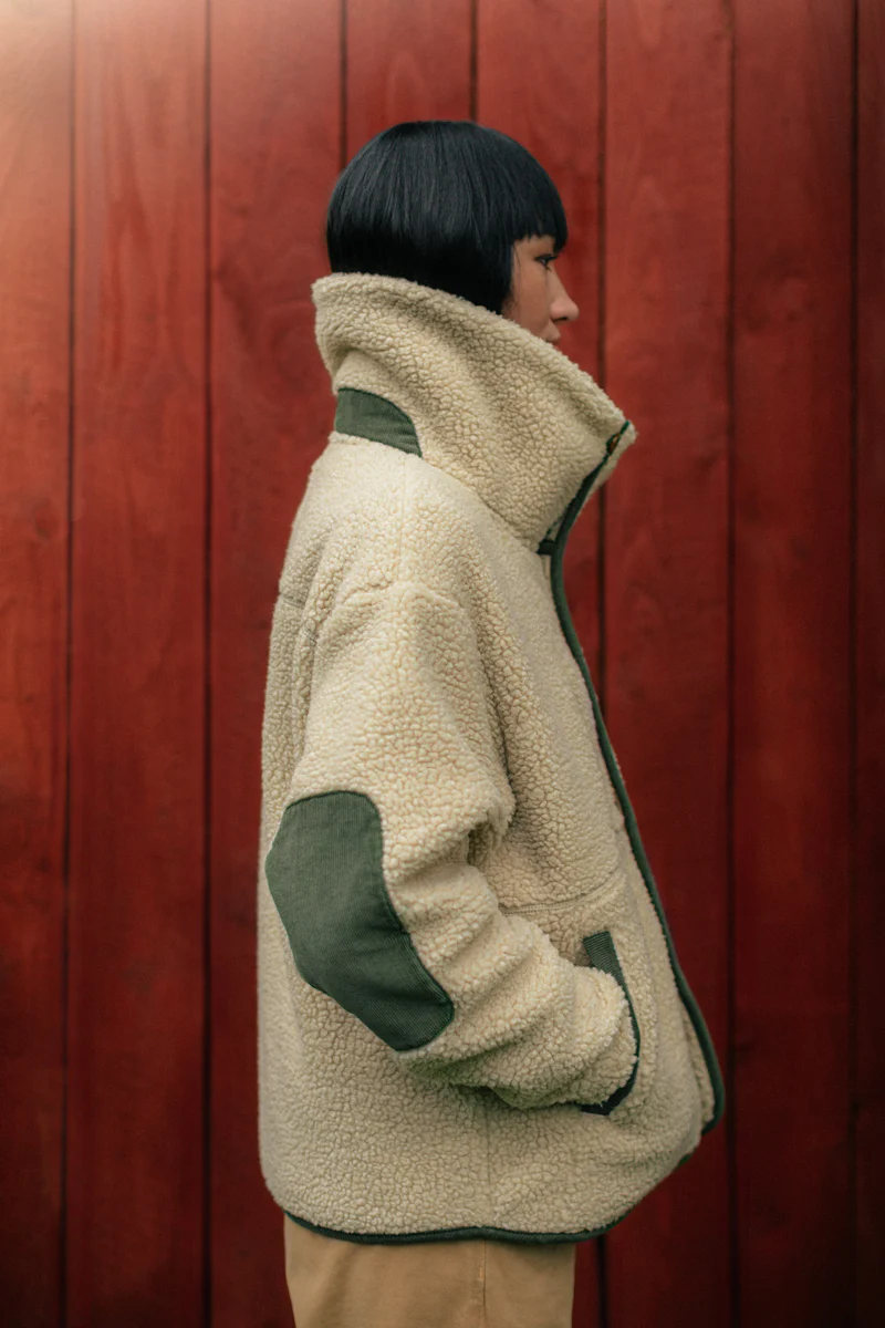 Damsons Borg Fleece Jacket Natural - Image 4