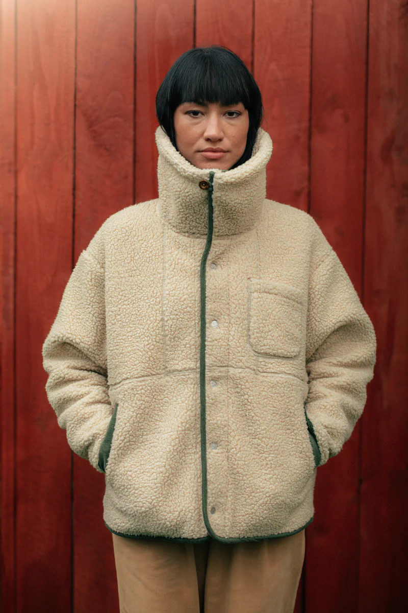 Damsons Borg Fleece Jacket Natural - Image 5