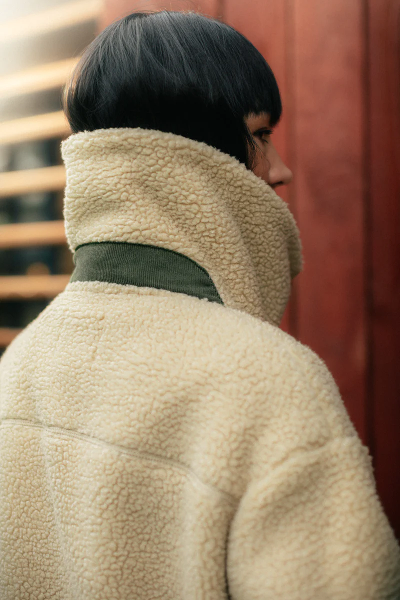 Damsons Borg Fleece Jacket Natural - Image 6
