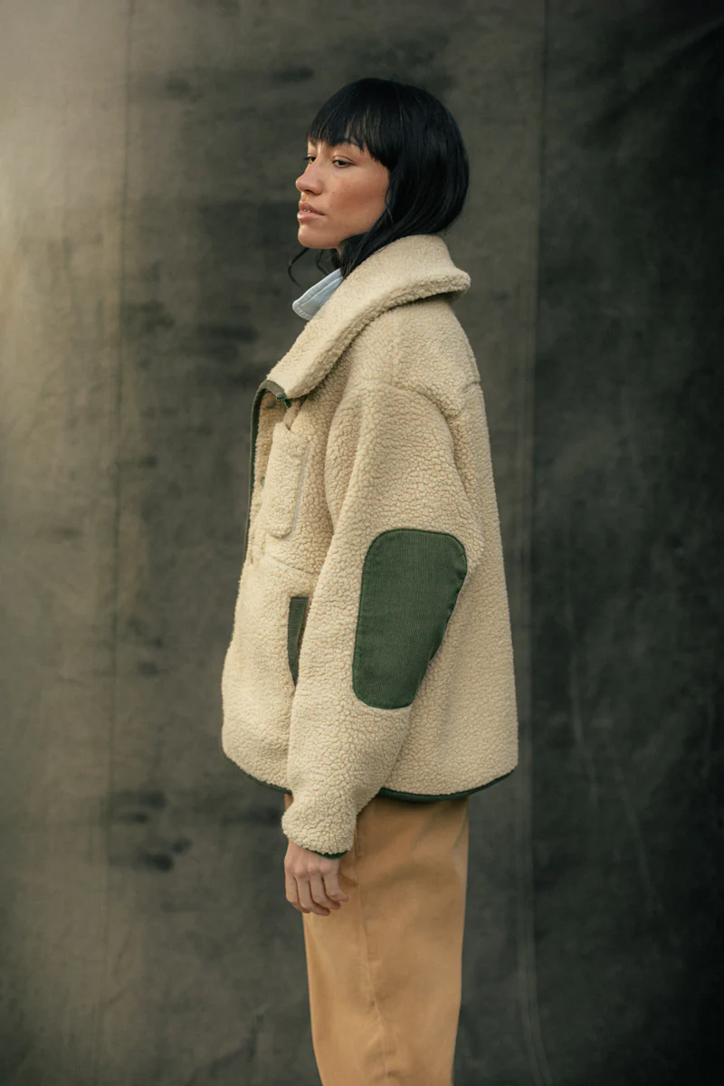 Damsons Borg Fleece Jacket Natural - Image 7