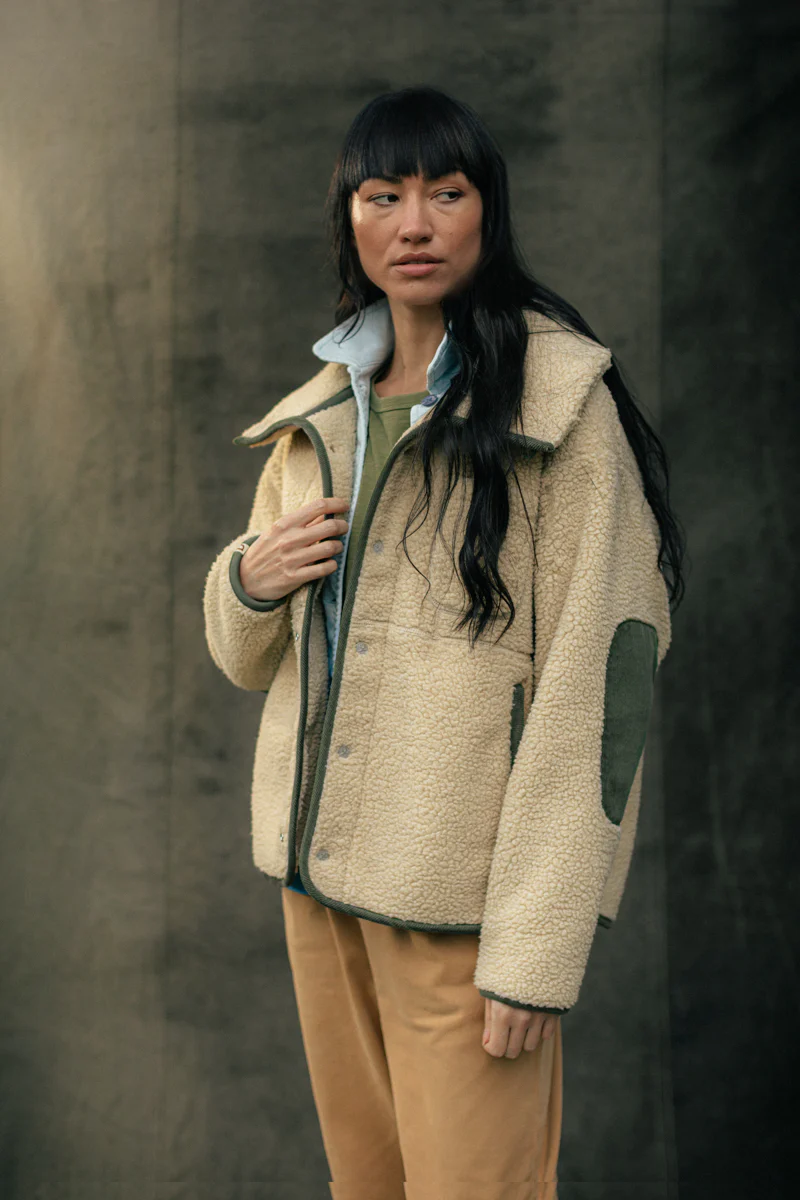 Damsons Borg Fleece Jacket Natural - Image 8