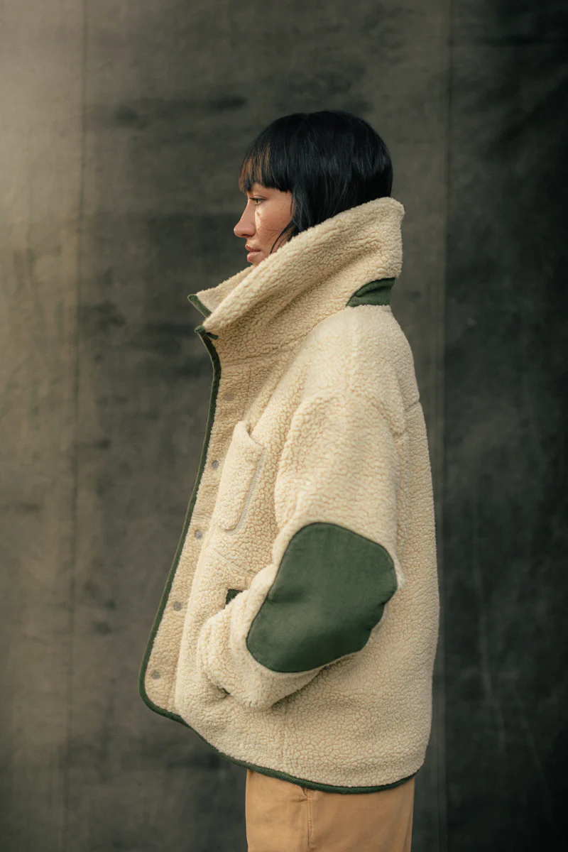 Damsons Borg Fleece Jacket Natural - Image 9