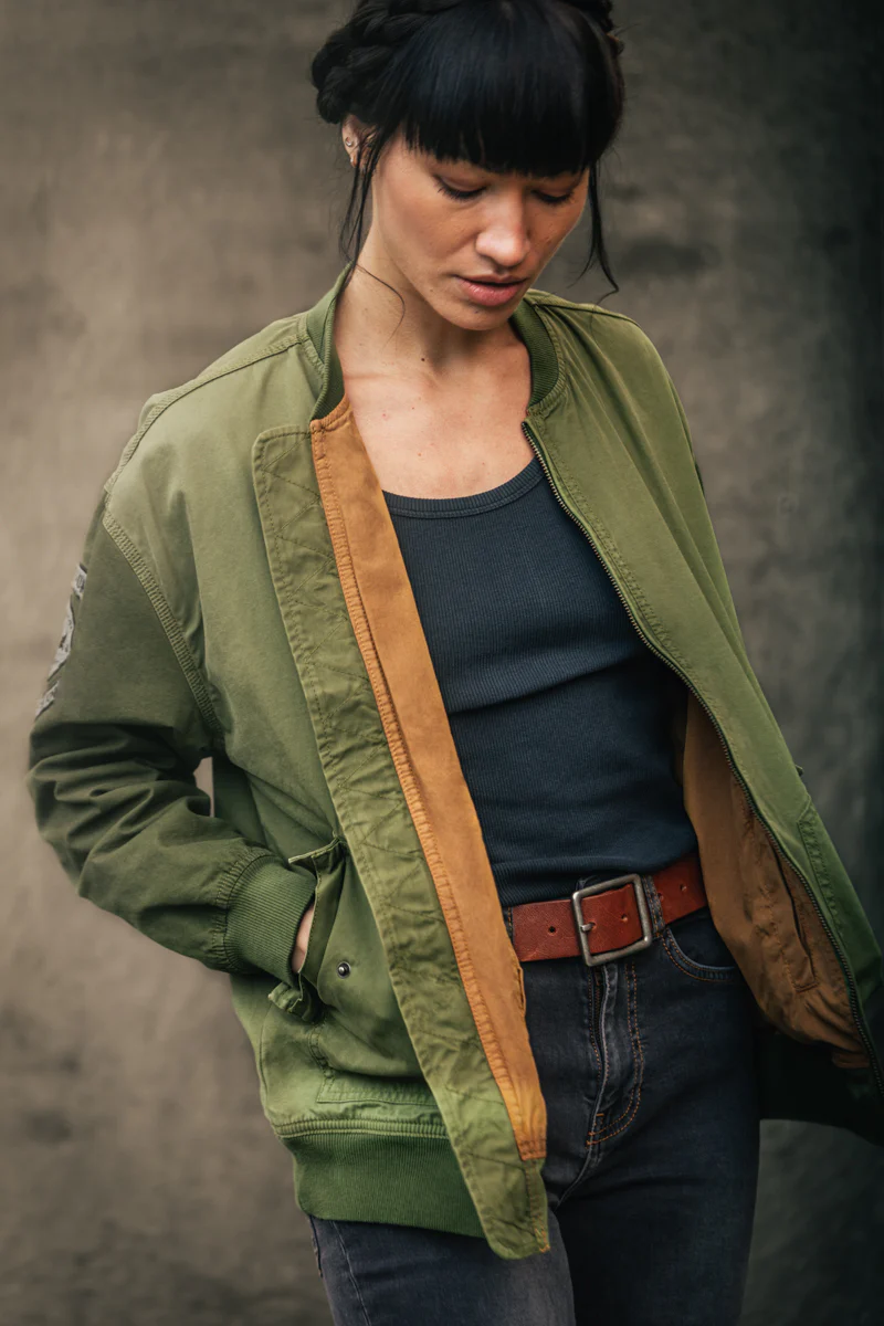 Damsons Cali Bomber Jacket Army Green - Image 3