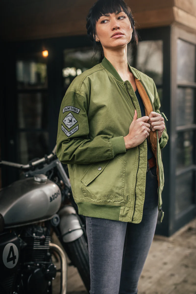 Damsons Cali Bomber Jacket Army Green - Image 7