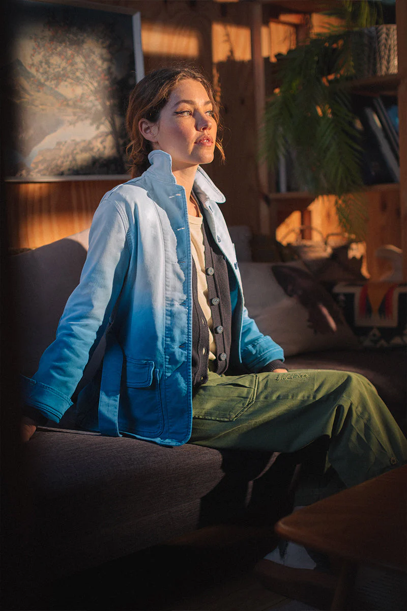 Damsons Chore Jacket Blue Ombrë - Image 3