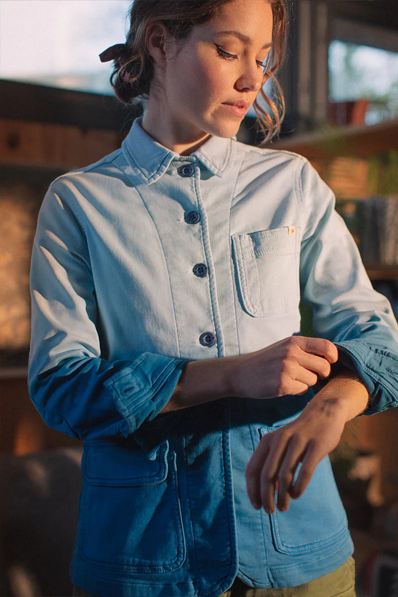 Damsons Chore Jacket Blue Ombrë - Image 7