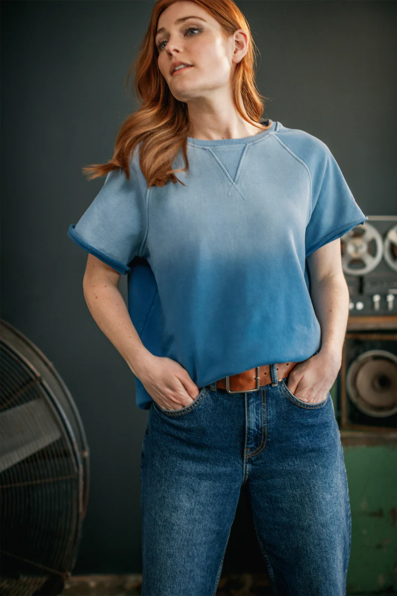 Damsons Cut Crew Sweatshirt Blue Ombrë - Image 11