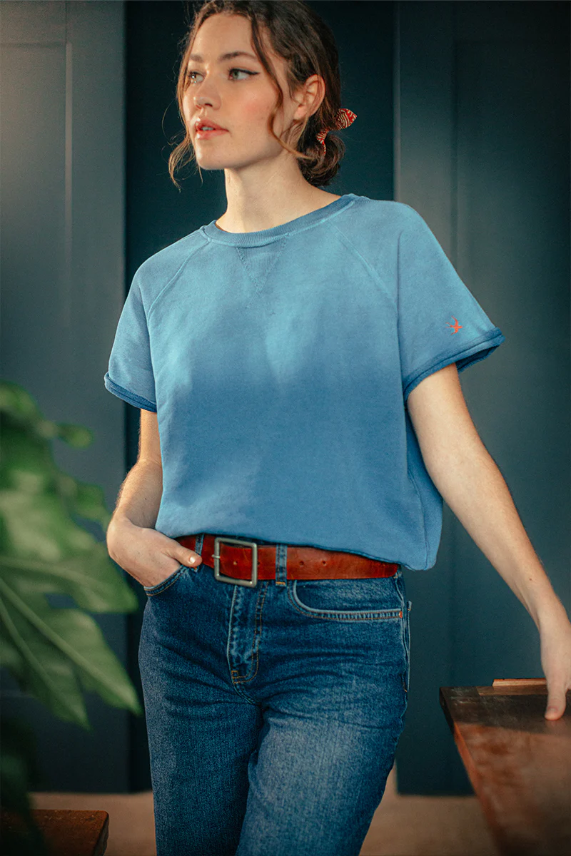 Damsons Cut Crew Sweatshirt Blue Ombrë - Image 3