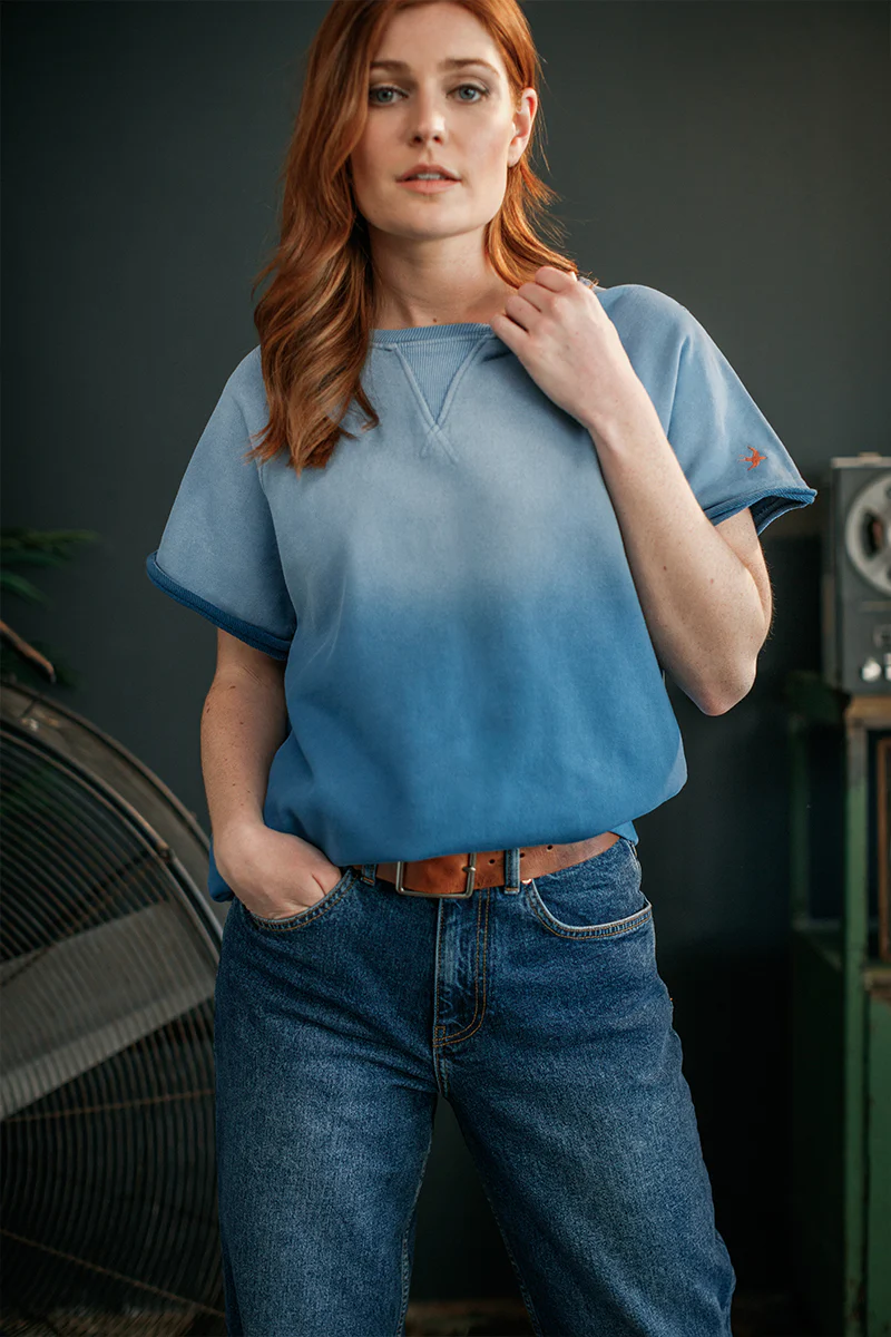 Damsons Cut Crew Sweatshirt Blue Ombrë - Image 7