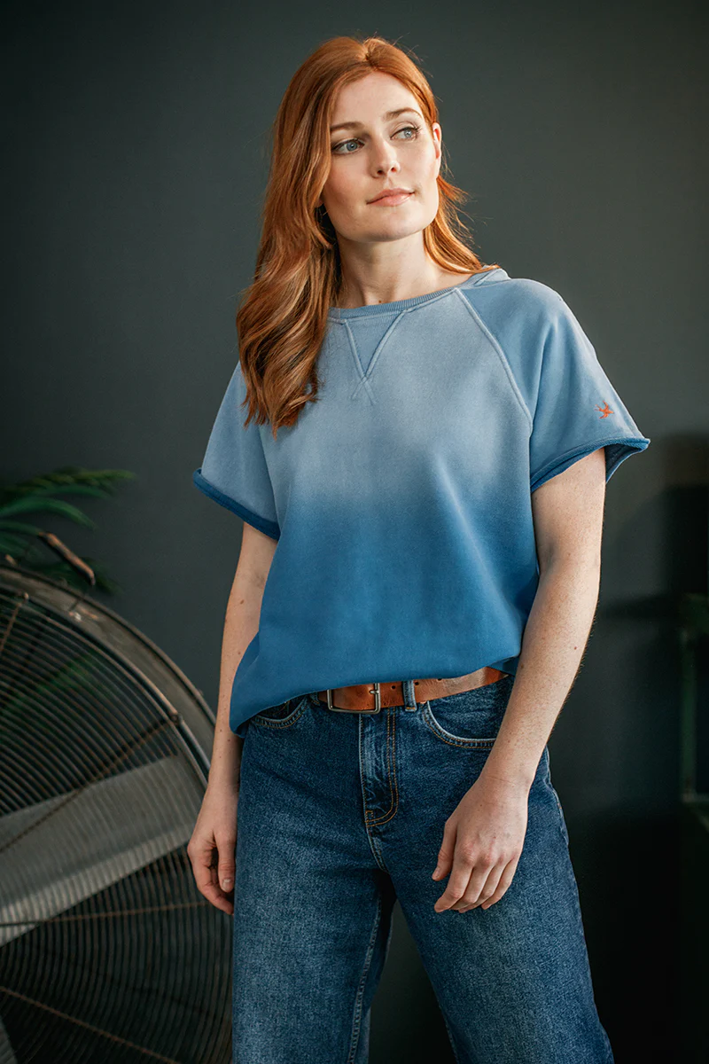 Damsons Cut Crew Sweatshirt Blue Ombrë - Image 8