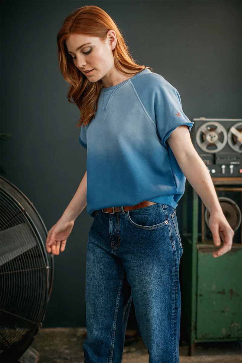 Damsons Cut Crew Sweatshirt Blue Ombrë - Image 9