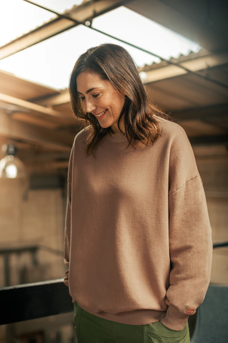 Damsons Earth Relaxed Crew Sweatshirt Brown - Image 3