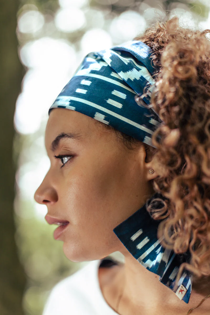 Damsons Cotton Long Scarf Blue - Image 3