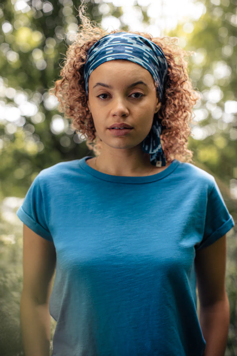 Damsons Cotton Long Scarf Blue - Image 4