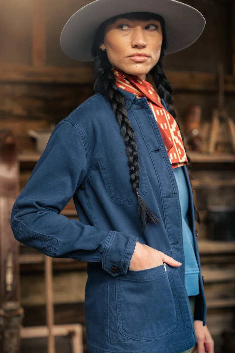 Damsons Meadow Chore Jacket Blue - Image 3