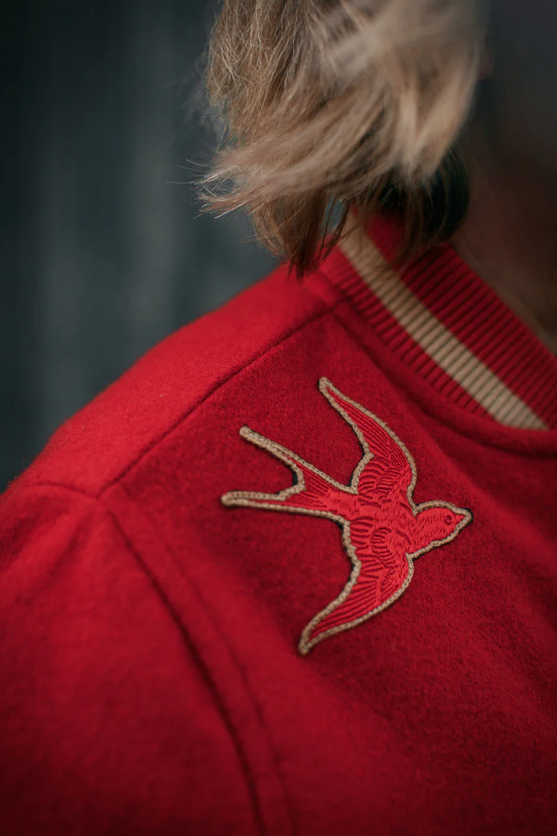 Damsons Nancy Baseball Jacket Vintage Red - Image 10