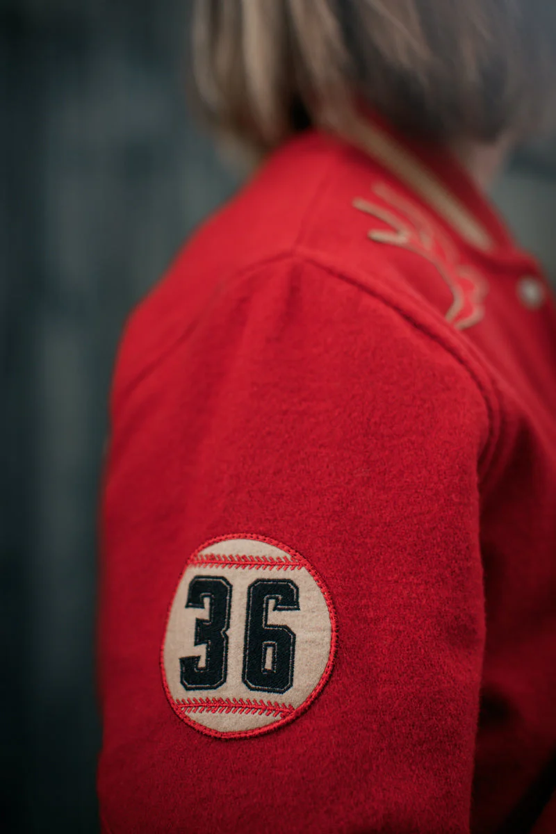 Damsons Nancy Baseball Jacket Vintage Red - Image 11
