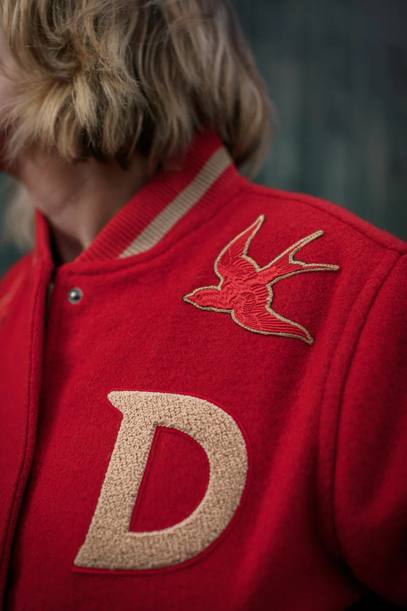 Damsons Nancy Baseball Jacket Vintage Red - Image 3
