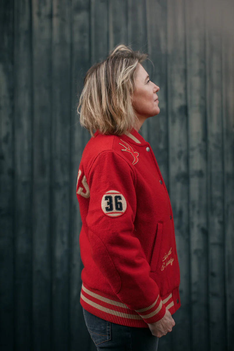 Damsons Nancy Baseball Jacket Vintage Red - Image 5