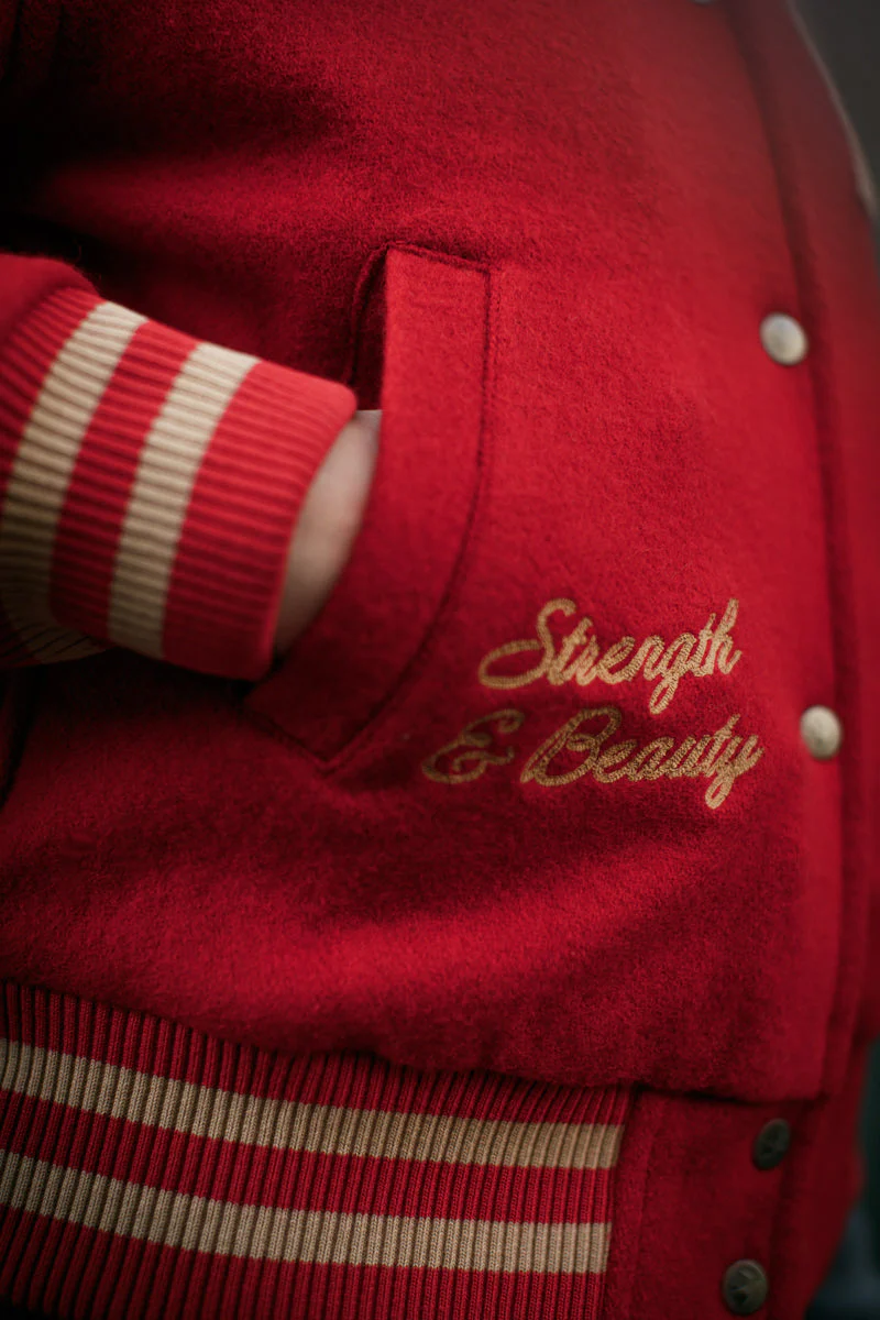 Damsons Nancy Baseball Jacket Vintage Red - Image 9