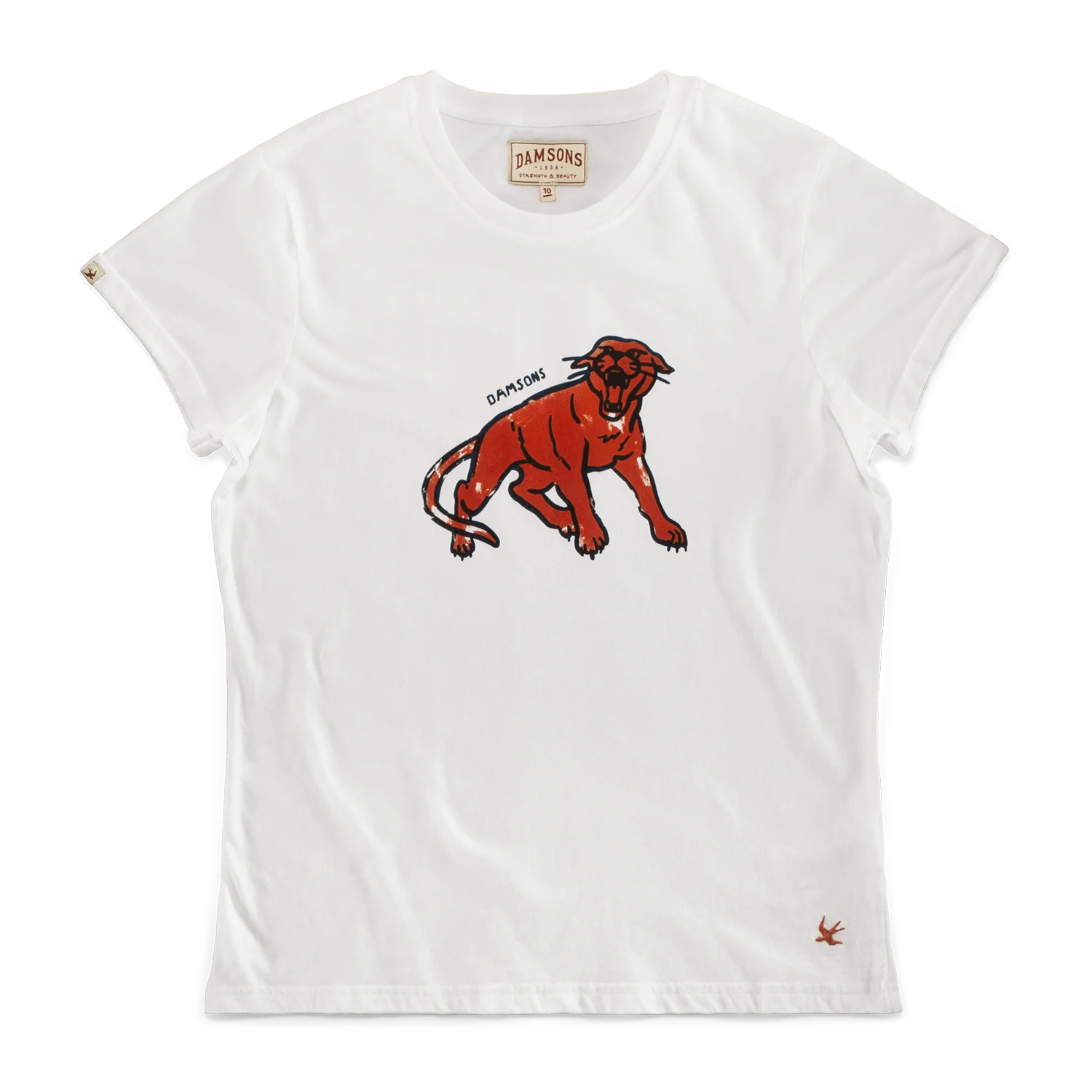 Damsons Red Cat Classic T-Shirt White - Image 8