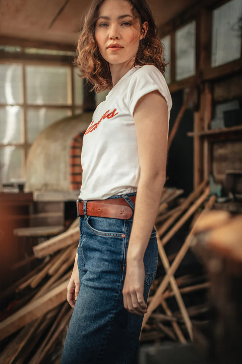 Damsons Red Logo T-Shirt White - Image 3