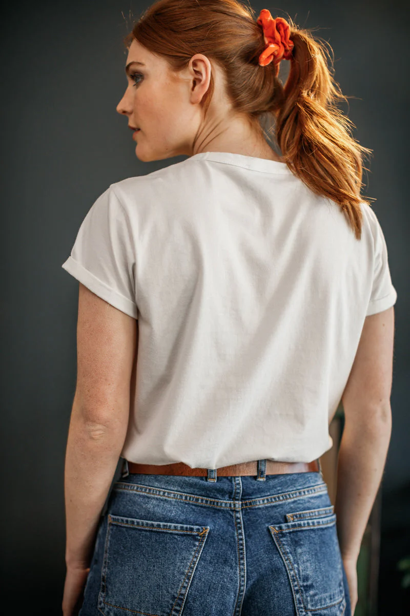 Damsons Red Logo T-Shirt White - Image 4