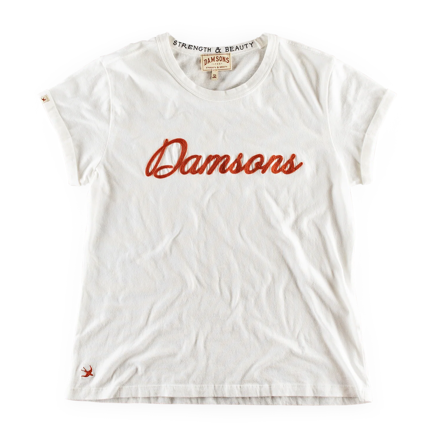 Damsons Red Logo T-Shirt White - Image 8