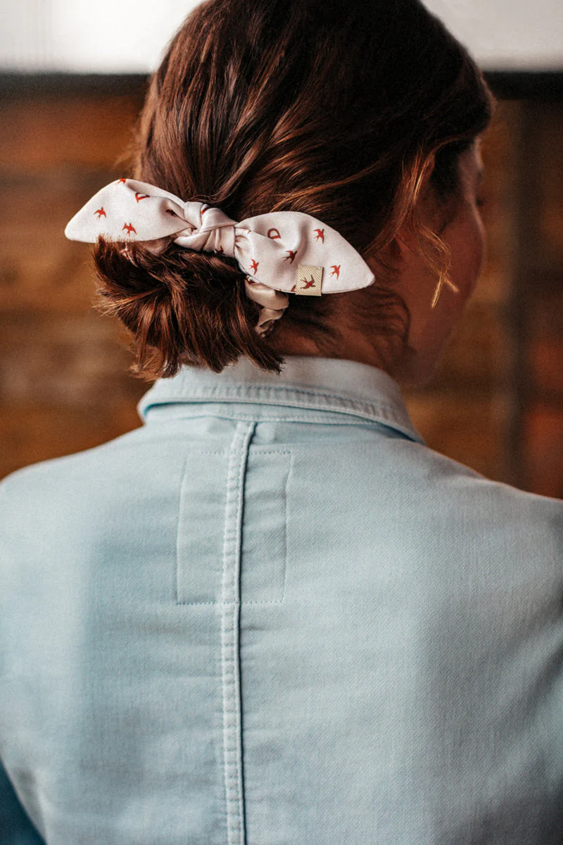 Damsons Swallow Scrunchie Hair Tie Cream - Image 2