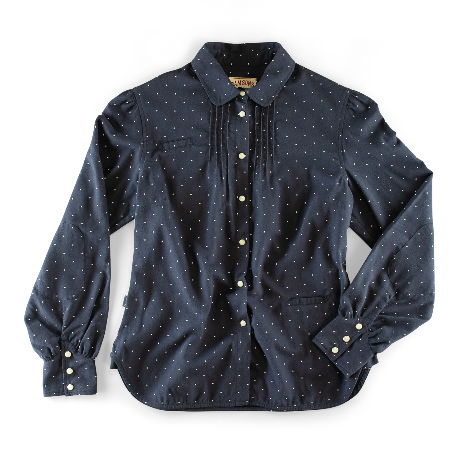 Damsons Western Shirt Navy Polka Dot - Image 8