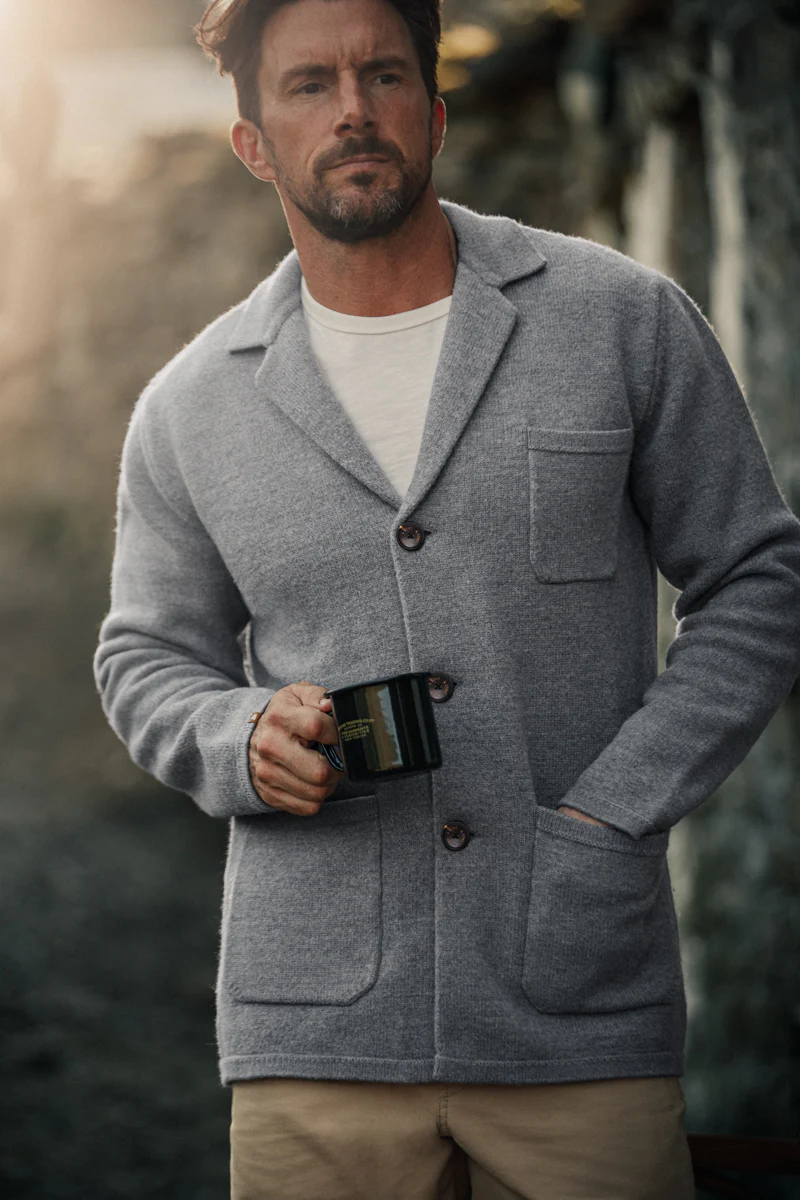 Denton Merino Wool Blazer Grey Marl - Image 3