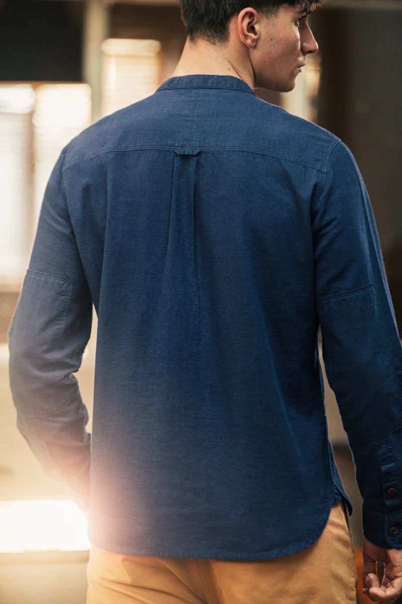 Edward Grandad Shirt Indigo - Image 4