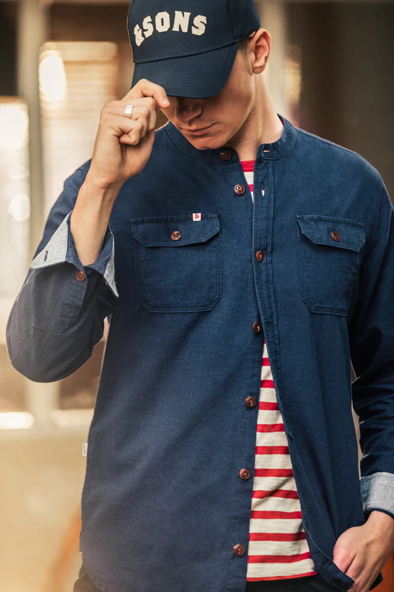 Edward Grandad Shirt Indigo - Image 5