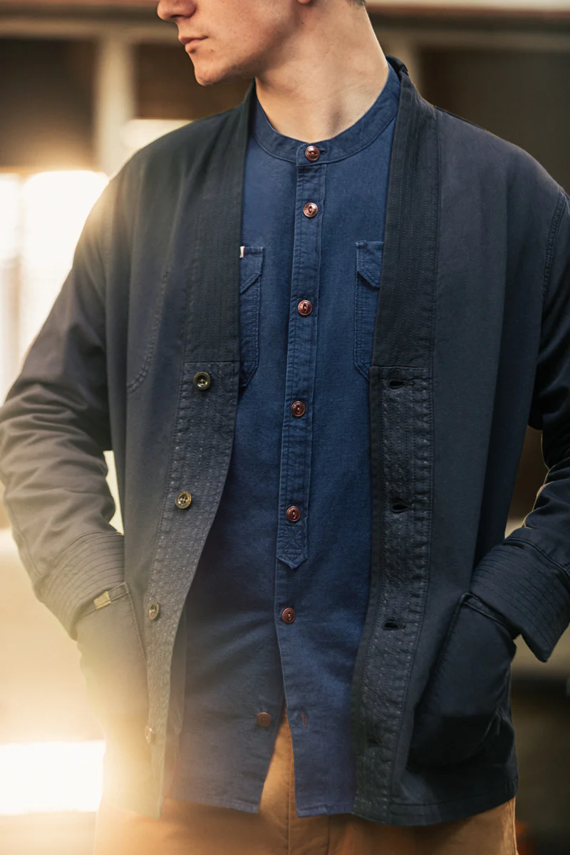 Edward Grandad Shirt Indigo - Image 6